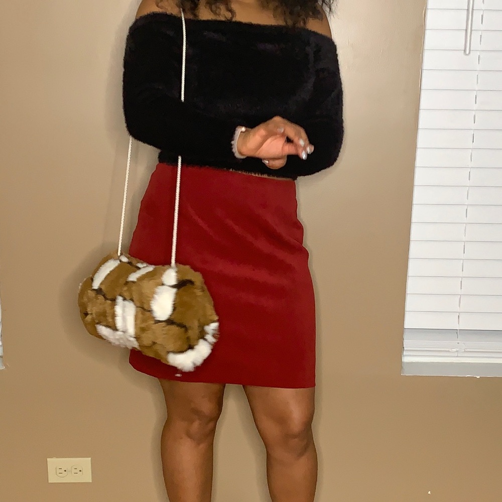Red Suede Mini Skirt